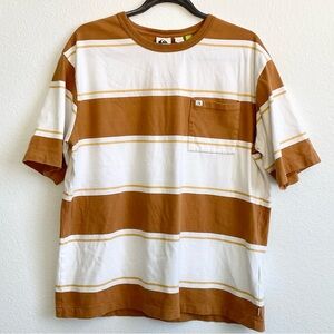 Quiksilver Men's Brown Striped San Miguel Short Sleeve Pocket Tee Shirt